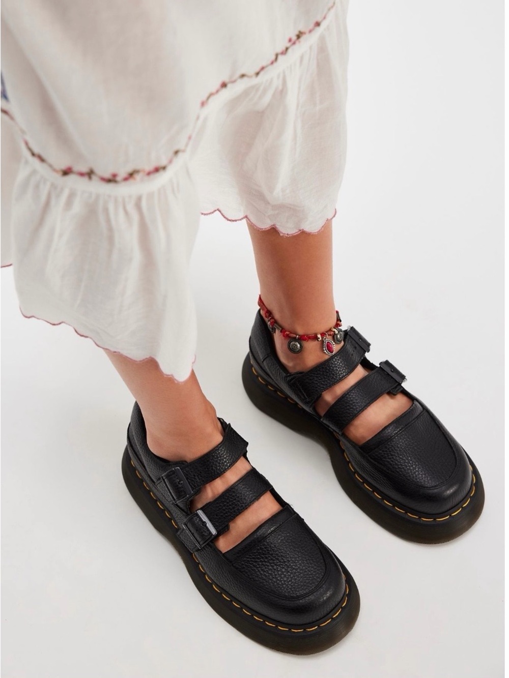 Free People Dr Marten  Black Leather  Mary Jane Shoes NIB